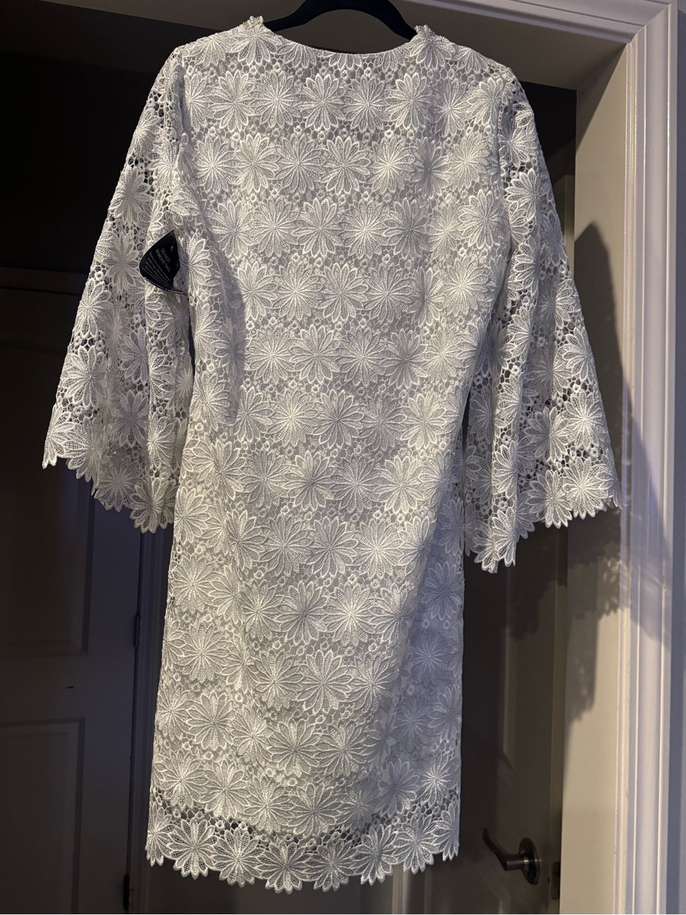Boston Proper White Metallic Floral Lace Beaded Shift Dress NWT Gorgeous Classic - Picture 4 of 10